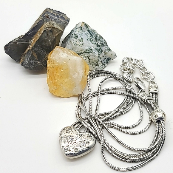 Brighton "Stellar Heart" Multi-Chain Heart Charm Necklace w Crystal Details! - Picture 8 of 10